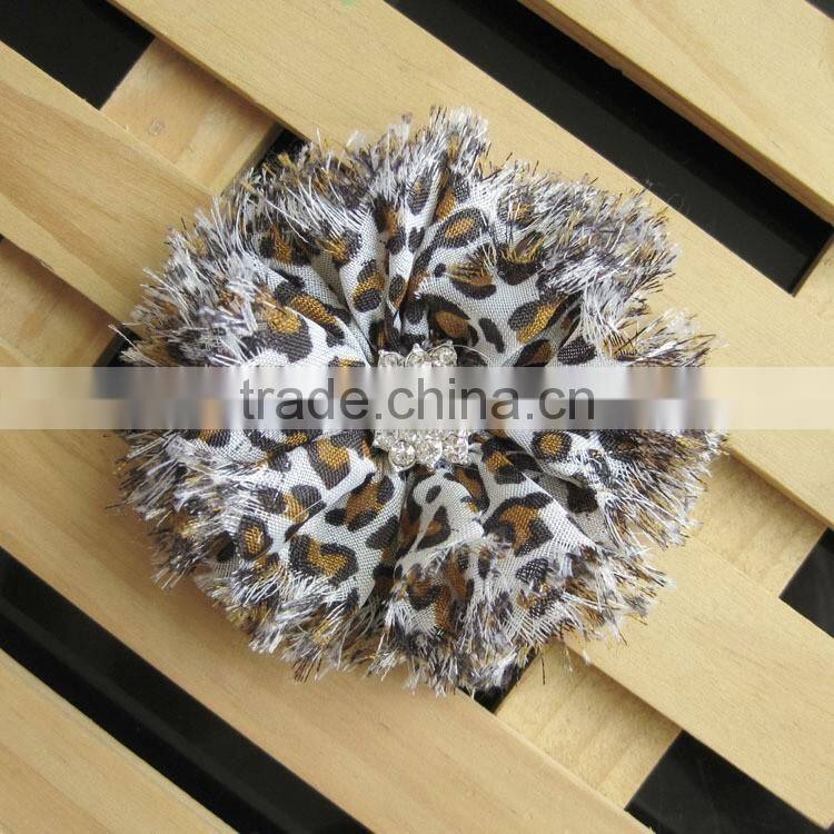 animal chifon flower with rhinestone in center for kids hair accessories