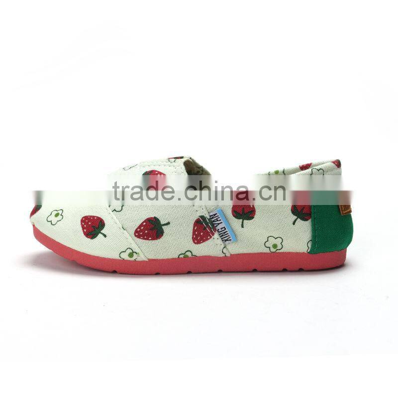 fashion stylish clean children boys girls casual cloth embroidered cotton shoes for kids or adults print strawberry