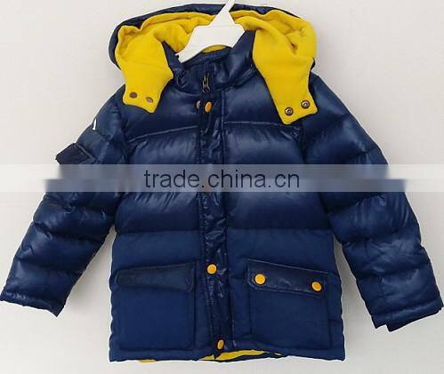 boys PU fabric navy down jacket for winter