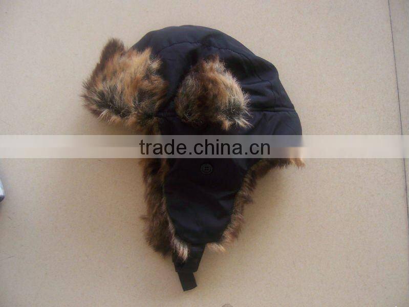 good sell warm winter earflap child fur hats in coffee colour