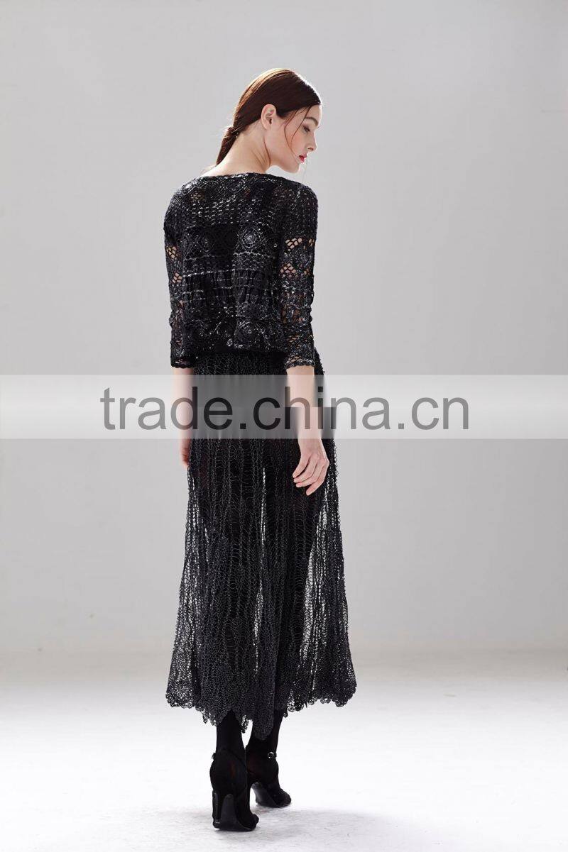 cotton crochet ladies black fashion summer short skirt