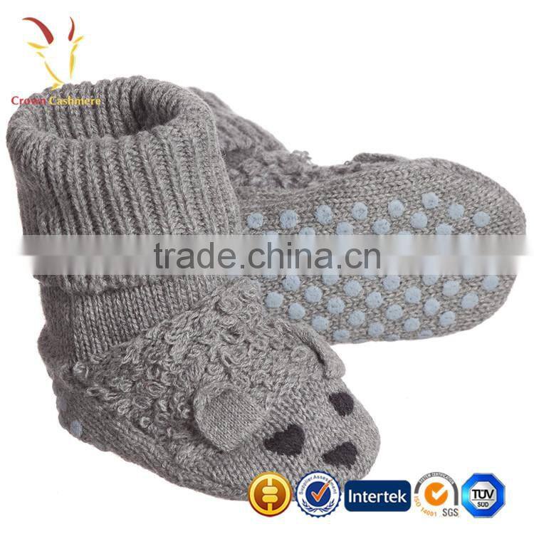 Kids Baby Grey Cotton Cashmere Flopsey Bootees