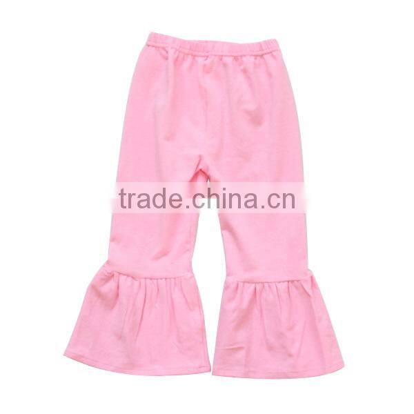 Wholesale design 100% cotton pants children boutique pants girls leggings pink ruffle pants