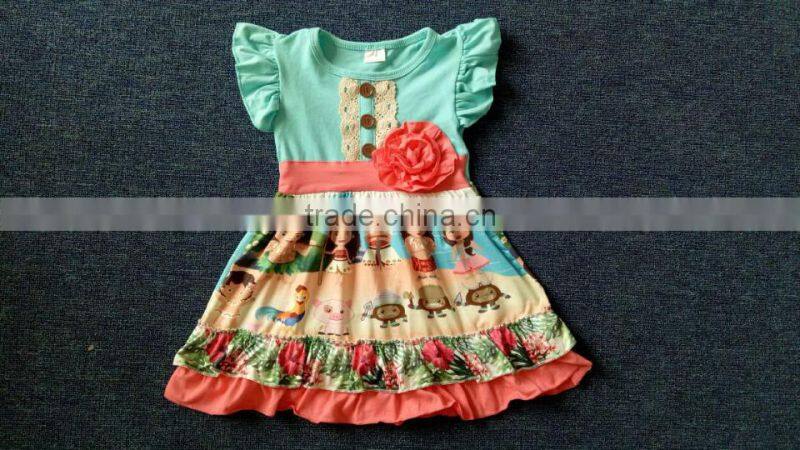 Boutique Remakes Summer Baby Clothes Dress Awesome Littler Girls Halloween Pattern Flutter Sleeve Pearl Dresses