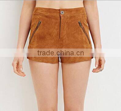 EY0579P Camel 100% Polyester Women Office Shorts 2016