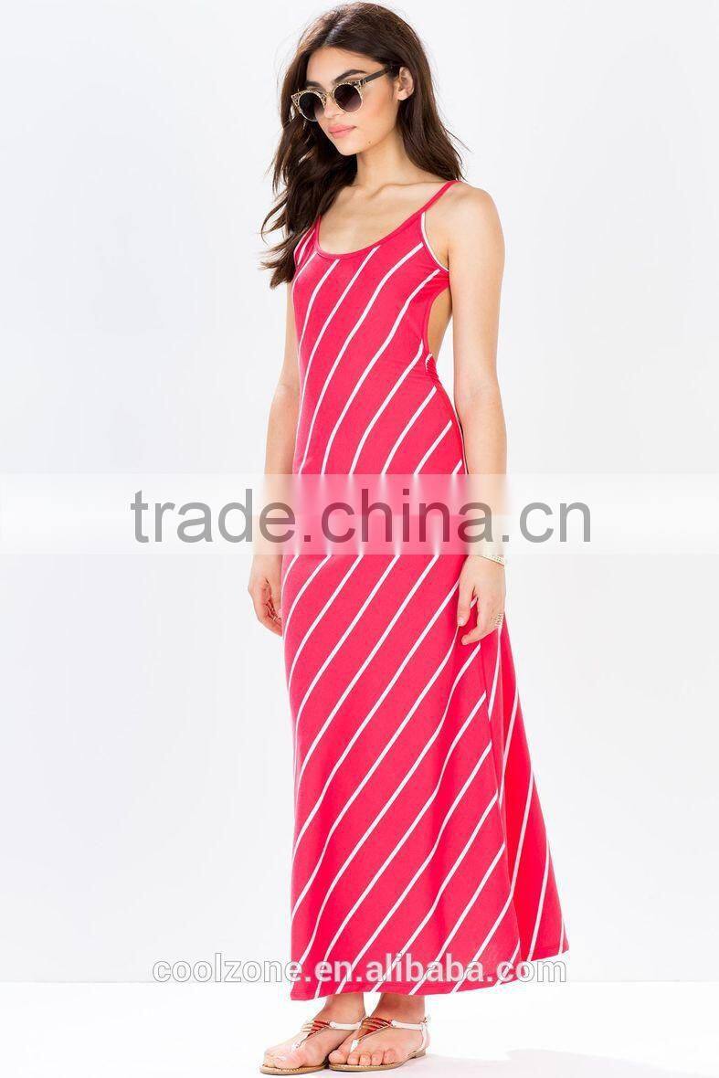 Classic allover stripe print maxi dresses for women