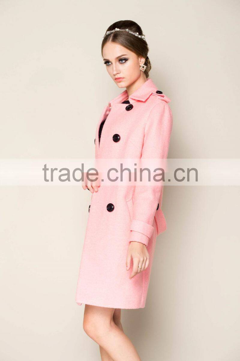 2015 latest plain high end long style women's winter warm long coat jacket