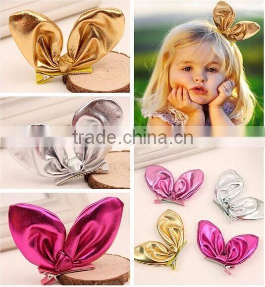 shining fabric cute rabbit kids hair clips