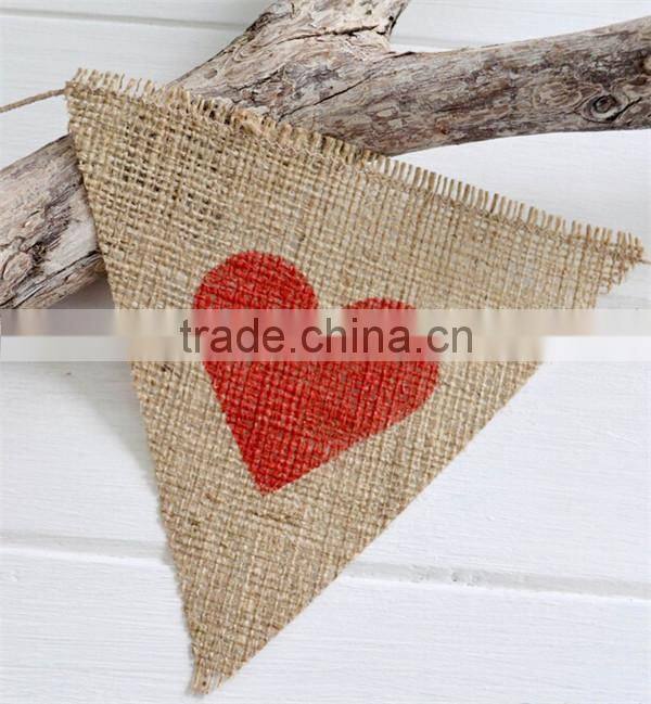 Hessian Bunting Banner Heart Rustic Wedding Baby Shower Party Red Valentine Love
