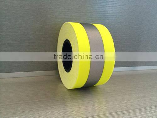 lemon green polyester elastic high visible 3m reflective tape for clothing