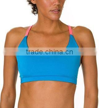 Custom Blue wholesale padding bra ladies gym apparel