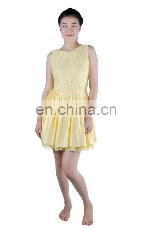 2014 Spring/Autumn fashion women cute yellow casual dresses