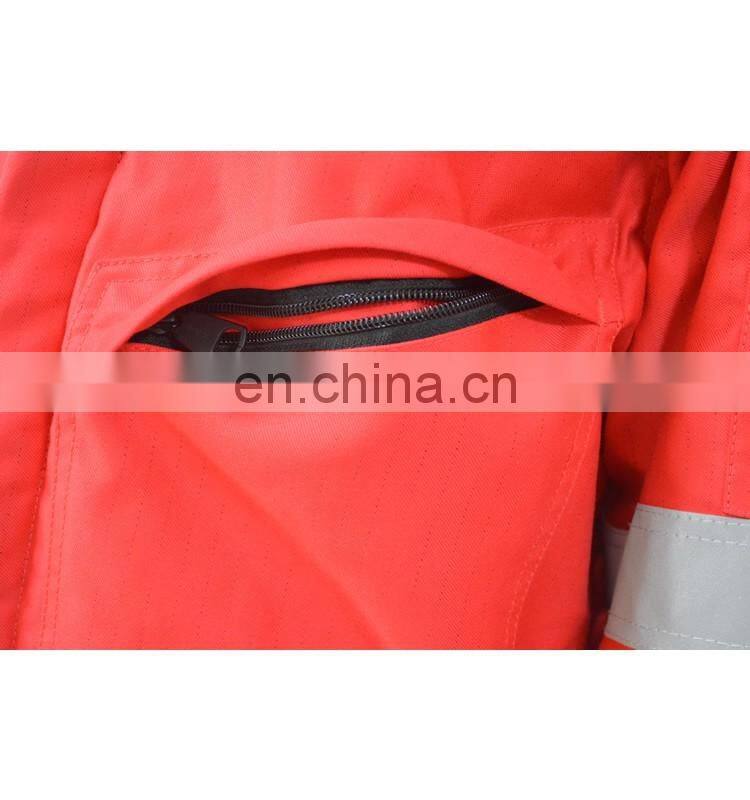 China Supplier Men's Zip Front 100 Cotton fire retardant fireproof winter coverall with reflective tapes