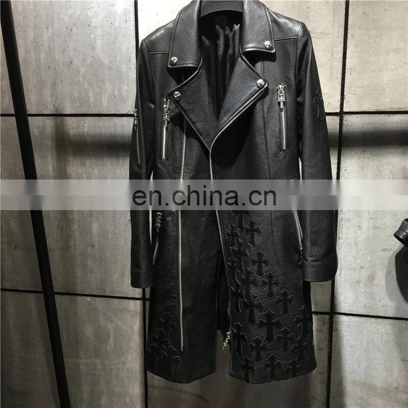 Wholesale New Product Sheep Skin Leather Coats Fashion Genuine Long Leather Coat