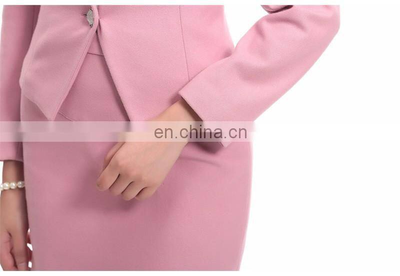 Good Quality Slim Fit Single Button Wool Blend 2 Pieces Fashion Long Sleeve Womens Special Cutting Office Ladies Skirt Suit