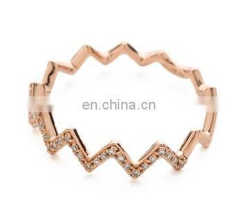 2014 fashion metal chevron jewelry , chevron ring with rhinestone