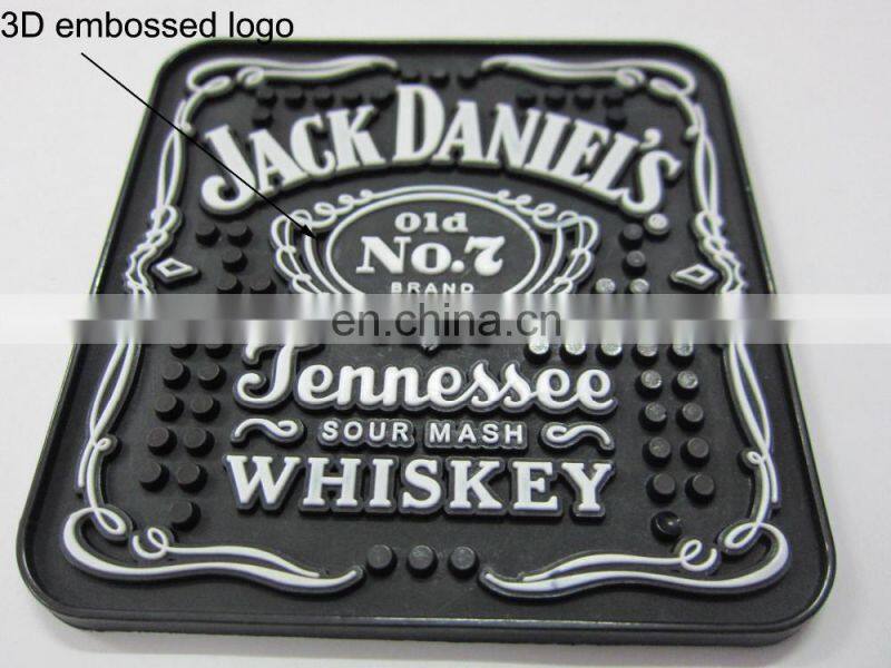 Personalized square soft pvc beer drink pad and cup stacking mat