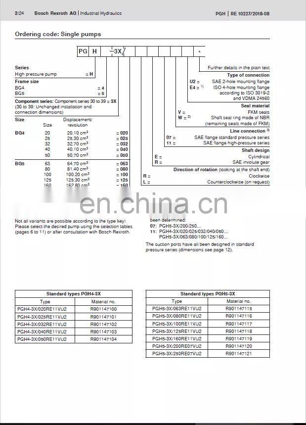 Trade assurance Rexroth PGH4 series PGH4-30/032RR11VU2 hydraulic gear pump