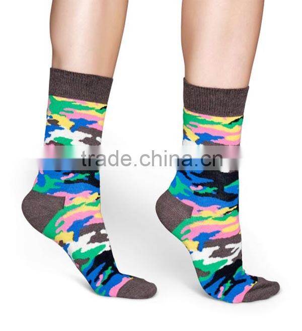 2016 Fashion Custom Jacquard Logo Camo Socks