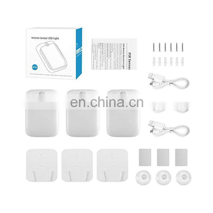 Cordless Wall Light, Rechargeable LED Night Light, PIR Motion Sensor Night Light with USB Cable 2 Modes for Closet, Cabinet