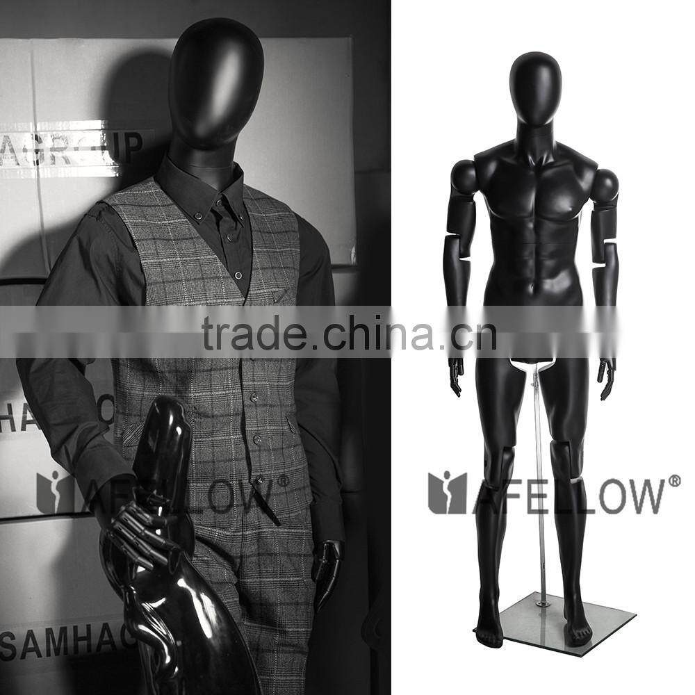 fiberglass egg head male matt black movable mannequins