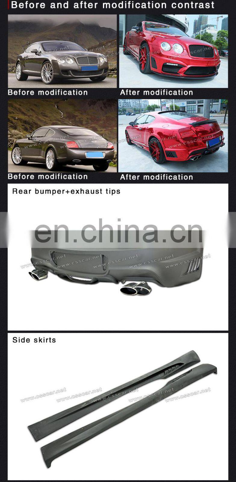 2008-2011 Car Accessories FRP Material Car Rear Spoiler Wing Auto Body Parts Suitable For Bentley Continental Front Bumper Kits