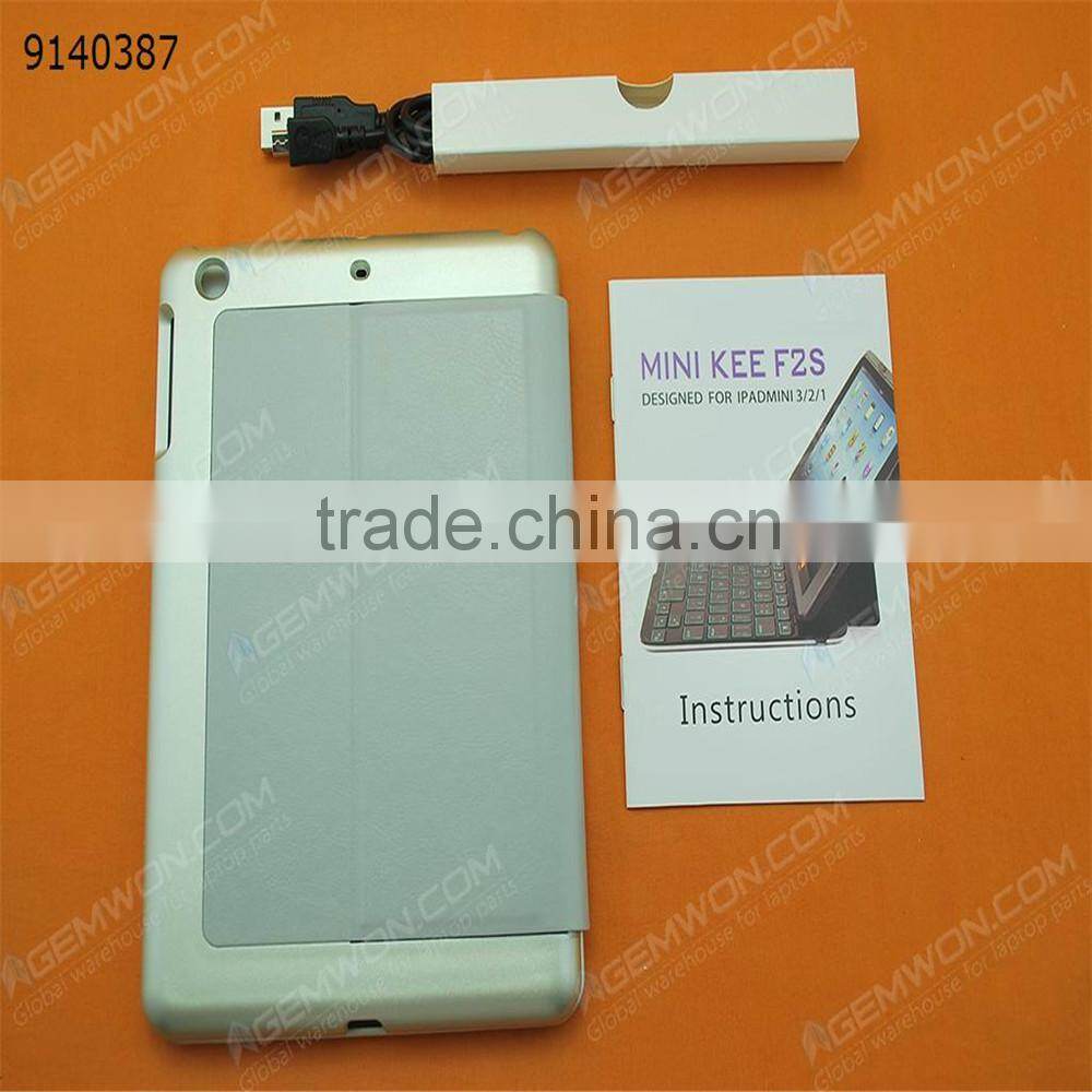 bluetooth keyboard for iPad Mini,silver plastic keyboard + leather + pc case ultra-light and thin bluetooth keyboard with 7color