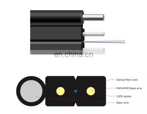 FTTH 1 2 4 Core Indoor Outdoor Drop Cable G657A G652D G657A2 Flat FRP Drop Fiber Optic Cable Wire Price meter