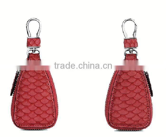 2016 Luxury colorful carp fish skin leather car key purse key holder for women key case smart key chain