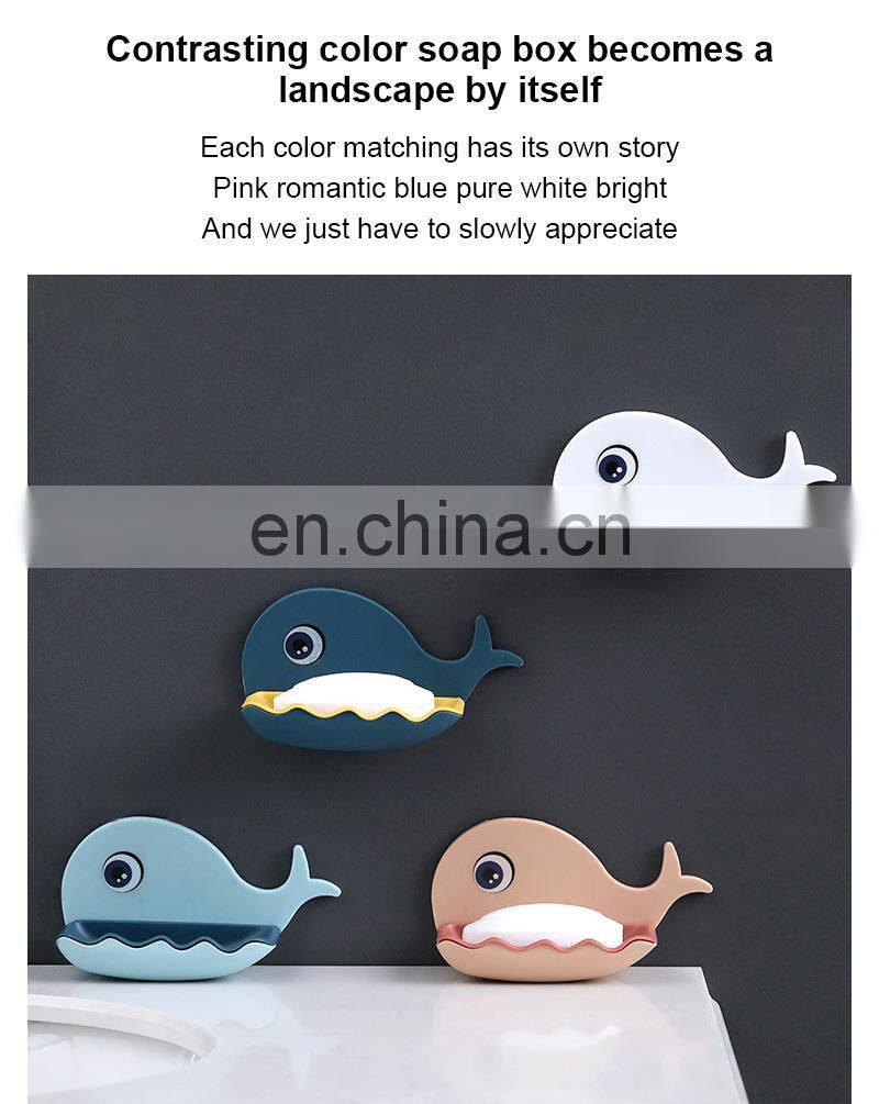 Cartoon Whale Bathroom Soap Dish Holder Bathroom Soaps Box Storage Shelf Plastic Wall Mounted Draining Organizer Tray
