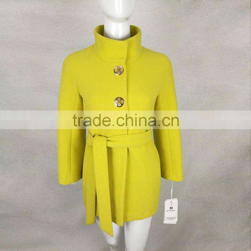 Wool Overcoat Autumn Winter Women Medium Long Wool O Neck Long Sleeve Wool Coat Plus Size