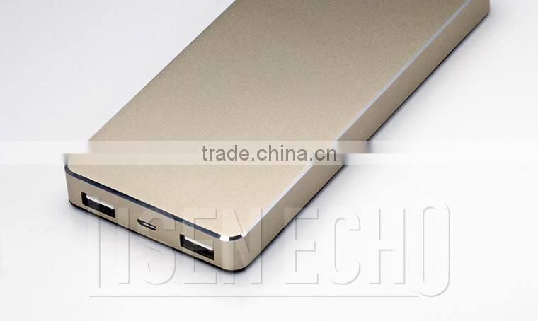 Latest fashion HD advertising portable power 8000mah large capacity polymer cell aluminum shell backup battery