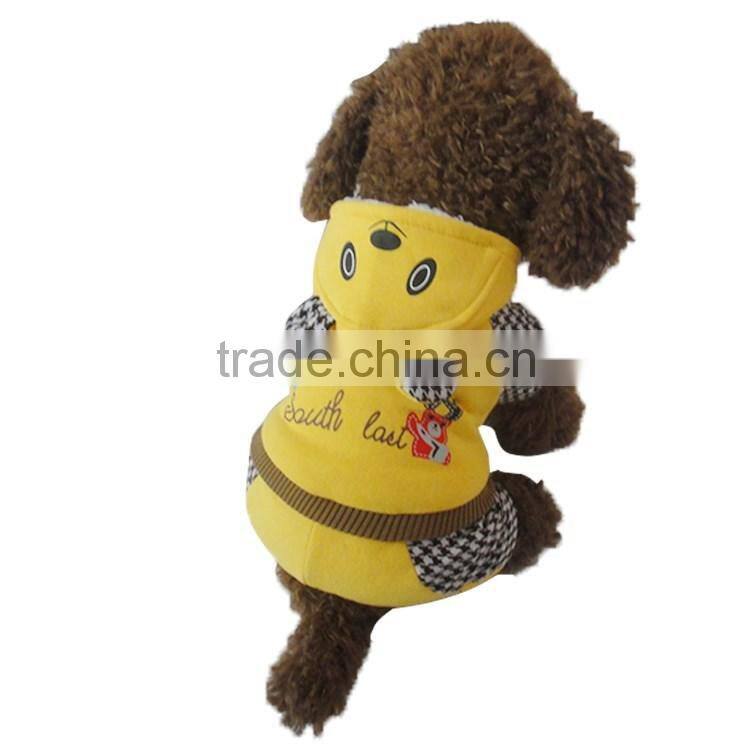 Cartoon bear four-foot thick warm yellow pet dog sweater
