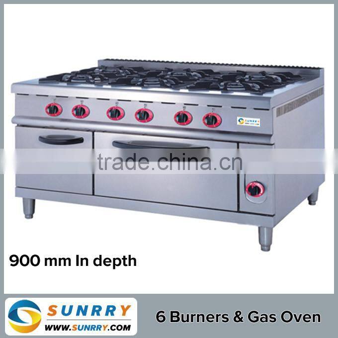 High quality gas range with 6 burner & oven with gas range heater (SUNRRY SY-GB900B-1)