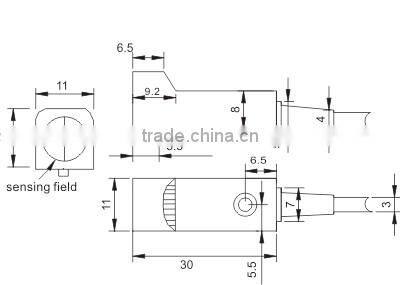 F3N Series Small Rectangle Proximity Sensors, IP 67, Dual LED, Can Be Customized 5VDC Inductance Proximity Switch