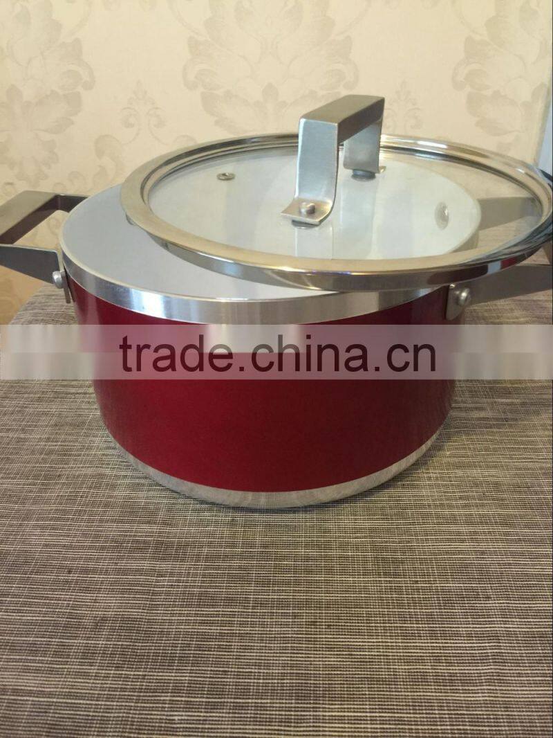 Mejores Ventas de Calidad Amarillo de aluminio olla de ceramica de utensilios de cocina de acero inoxidable mango