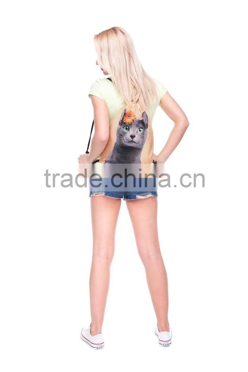 High Quality 3D Printed Custom Promotional Animal Drawstring Bag