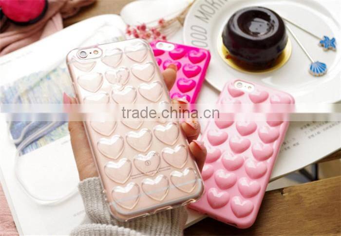 hand strap cute fashion soft tpu cover heart case for iphone 6 6s plus