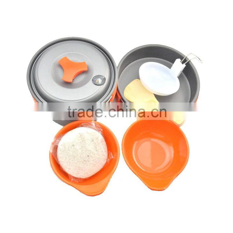 New orange outdoor backpack camping cookware hiking products cookware mess kit survival gear