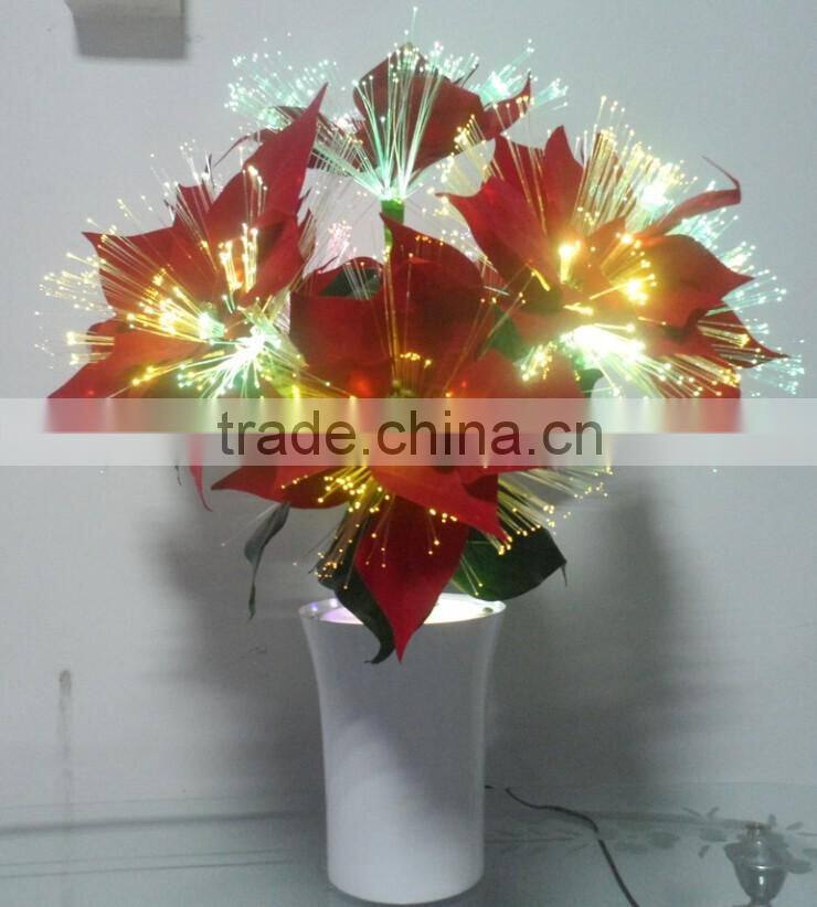 2016 New Design LED fiber optic Red Christmas/Festive star flower Decoration light