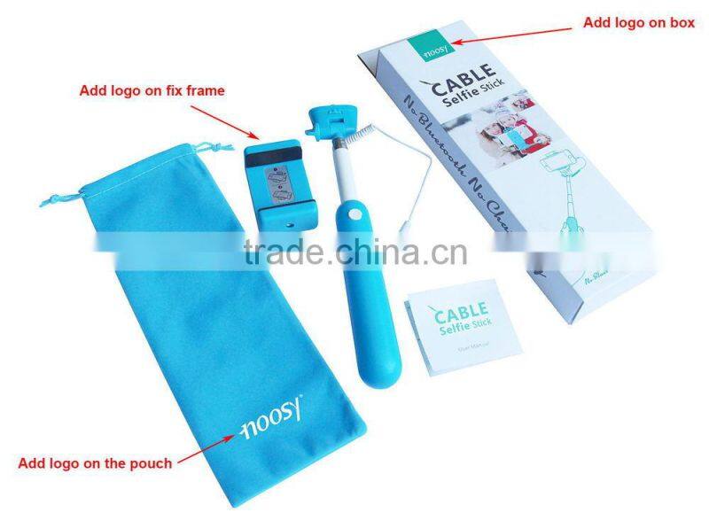 2015 Hot sale EXW monopad selfie stick wired selfie monopad for android and IOS smart cell phone christmas pink gift for girl