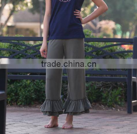 Ladies cotton ruffle pants women loose knit pants high quality