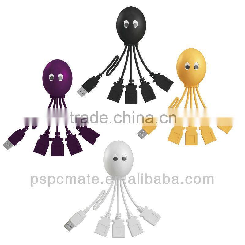 Cute Octopus Shape USB2.0 High Speed 4 Port HUB Rolling Eye Octopus USB