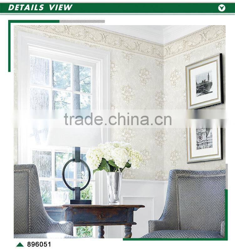 new embossed non woven wallpaper, beige classic damask wall covering for apartment , home accent wall paper shop