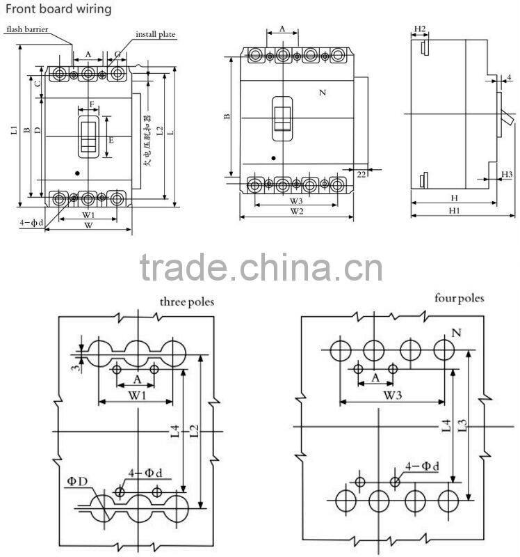 WCM1 Series Adjustable MCCB Solar energy Moulded Cade Circuit Breaker with CE
