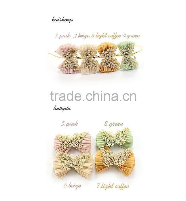 Unique Wavy Chiffon Hair Bows,Crochet Butterfly With Chiffon Bow