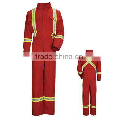 cotton blue fire retardant coveralls with reflective tape
