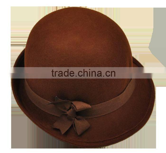 Wool Felt Bowler Trilby Hat for ladies