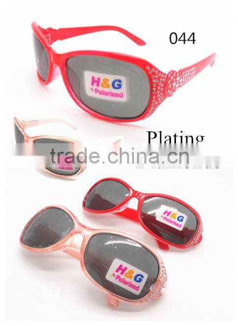 2015 Wholesales Plastic Polarized Kids Sunglasses With Plating Diamonds