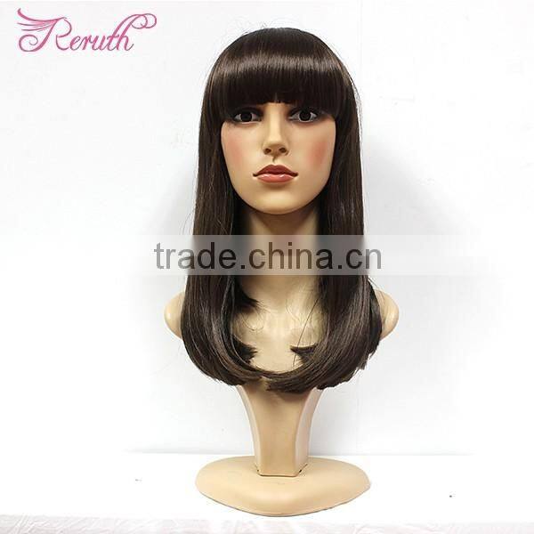 Middle Length Beautiful Wavy Natural Black Human Hair Wig